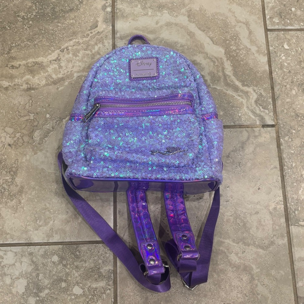 Disney Loungefly Little Mermaid Ariel Purple Sequin Holographic Mini Backpack - Picture 5 of 16